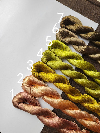 10g*18 Suzhou Embroidery Thick Filament Slightly Twisted Mulberry Silk Thread(Leaves Colors 叶子)