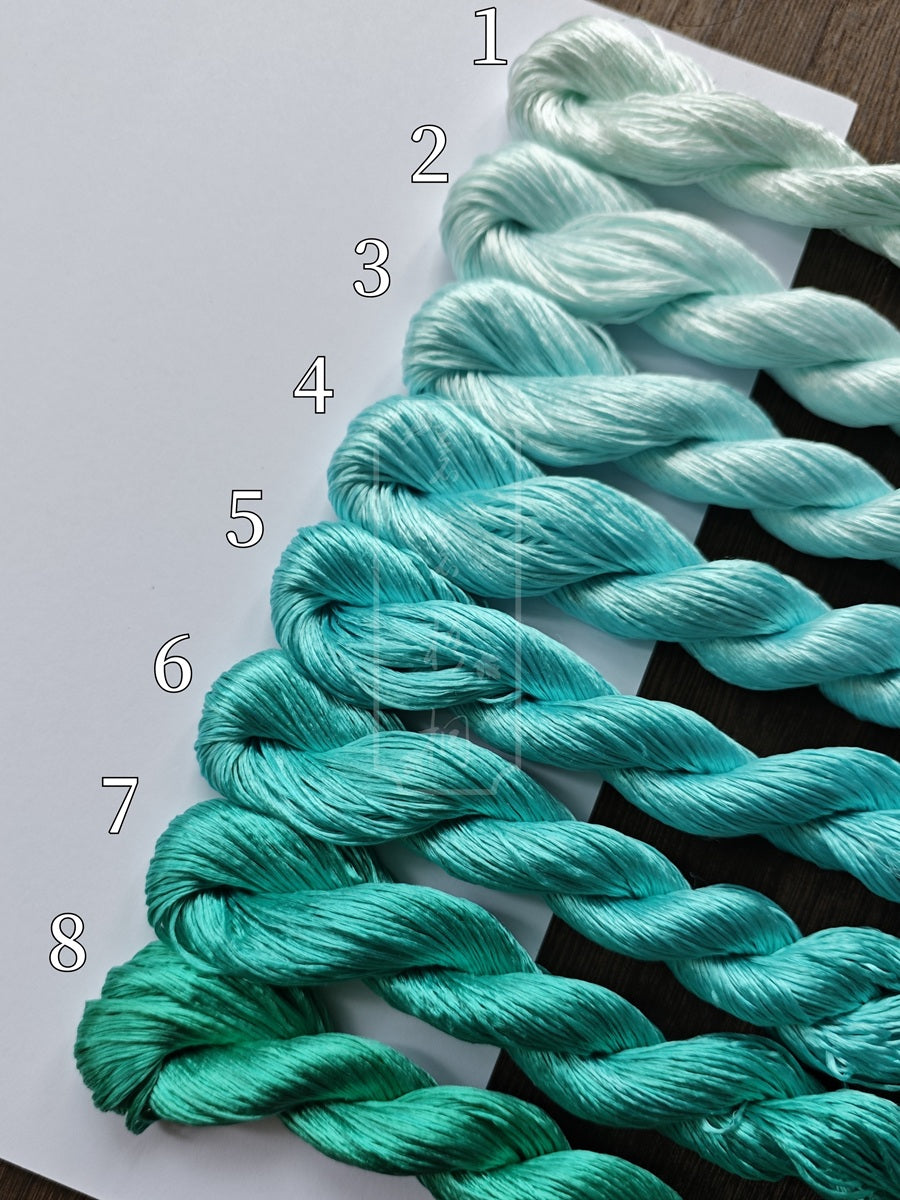 10g Suzhou Embroidery Thick Filament Slightly Twisted Mulberry Silk Thread(Cyan 霁青铜青)