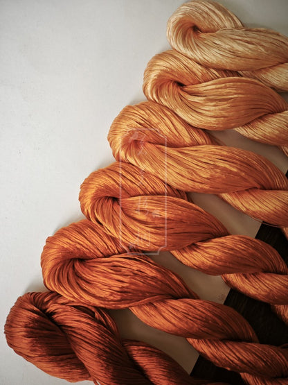 10g*6 Suzhou Embroidery Thick Filament Slightly Twisted Mulberry Silk Thread(Orange Red  杏红金驼)