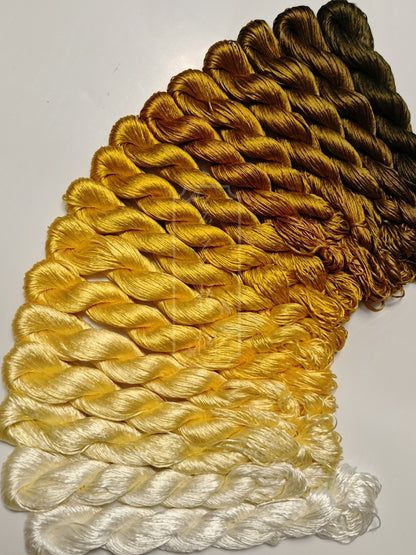 10g Suzhou Embroidery Thick Filament Slightly Twisted Mulberry Silk Thread(Yellow 藤黄枯竹褐)