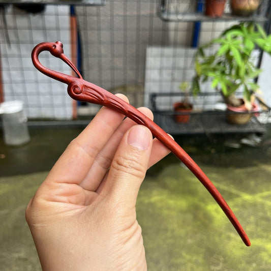 Natural Wooden Hair Stick Set - 20cm Crane Hairpin (仙鹤)