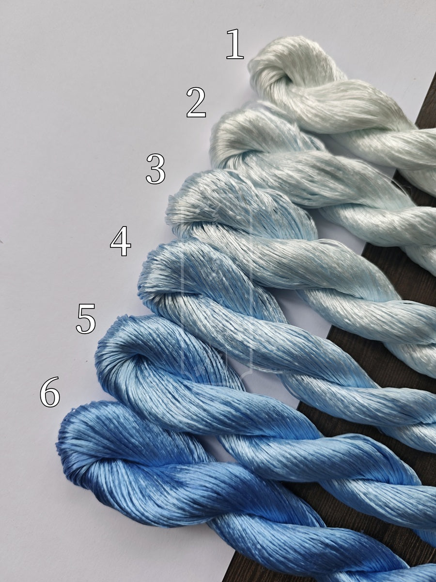 10g Suzhou Embroidery Thick Filament Slightly Twisted Mulberry Silk Thread(Blue  星郎青冥)