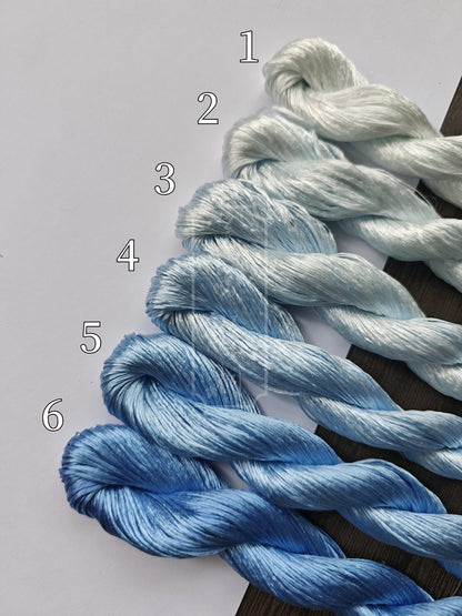 10g Suzhou Embroidery Thick Filament Slightly Twisted Mulberry Silk Thread(Blue  星郎青冥)