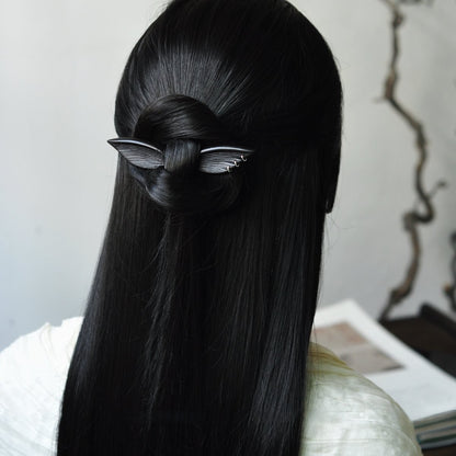 Natural African Blackwood Hair Stick - Mysterious Wings 13cm #玄之翼