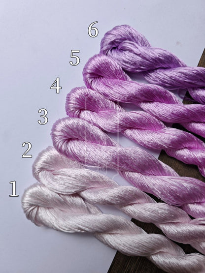 10g*6 Suzhou Embroidery Thick Filament Slightly Twisted Mulberry Silk Thread(Purple  木槿丁香紫)