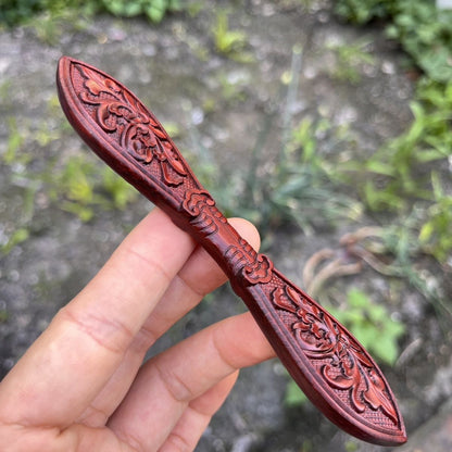 Natural Rosewood Hair Stick - 14cm Straight Double-Pointed Hairpin Smooth Finish (双尖)
