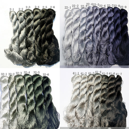 20m Suzhou Embroidery Mulberry Silk Thread(Grey and Black01  28*20m)