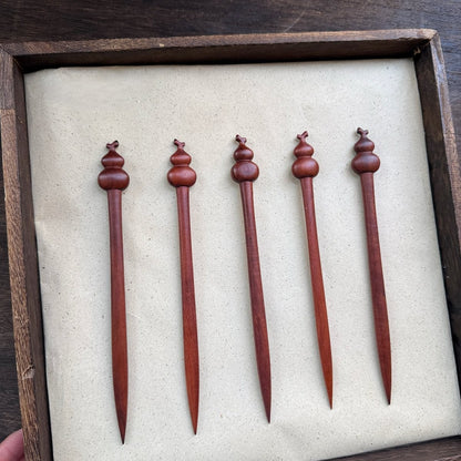 Natural Jujube Wood Hair Stick - Gourd (Hulu) Design #葫芦