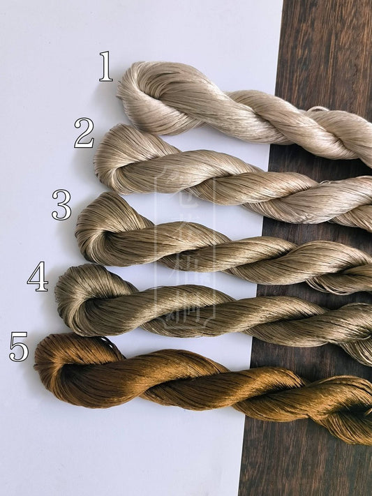 10g Suzhou Embroidery Thick Filament Slightly Twisted Mulberry Silk Thread(仙米茶色 10g*5)