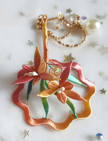 Fan Handmade Brooch-Colourful Silk Brooch(Chanhua)