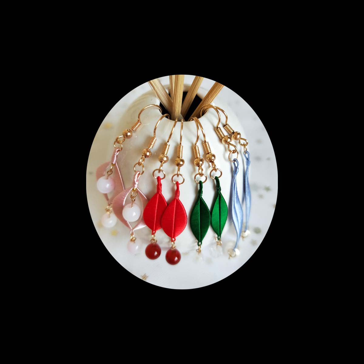 Rainbow Handmade Earrings-Colourful Silk Earrings(Chanhua)