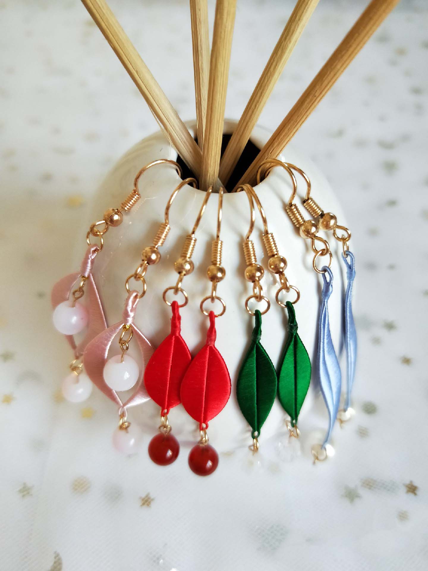Rainbow Handmade Earrings-Colourful Silk Earrings(Chanhua)