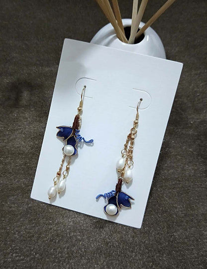 Gourd Bespoke Earrings-Blue Silk Earrings(Ronghua)