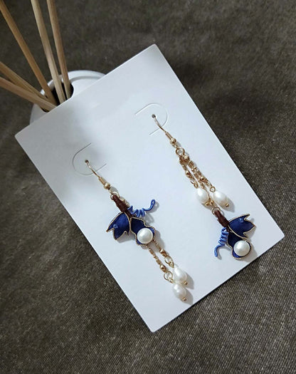 Gourd Bespoke Earrings-Blue Silk Earrings(Ronghua)