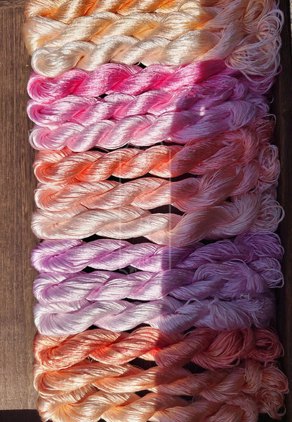 10g*15 Suzhou Embroidery Thick Filament Slightly Twisted Mulberry Silk Thread(Peony Series 国色天香)