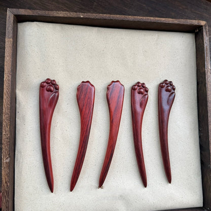 Natural Rosewood Hair Stick - Cat Paw Design #喵王之爪