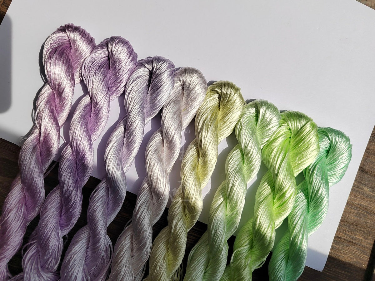 10g*8 Suzhou Embroidery Thick Filament Slightly Twisted Mulberry Silk Thread(青川紫陌)