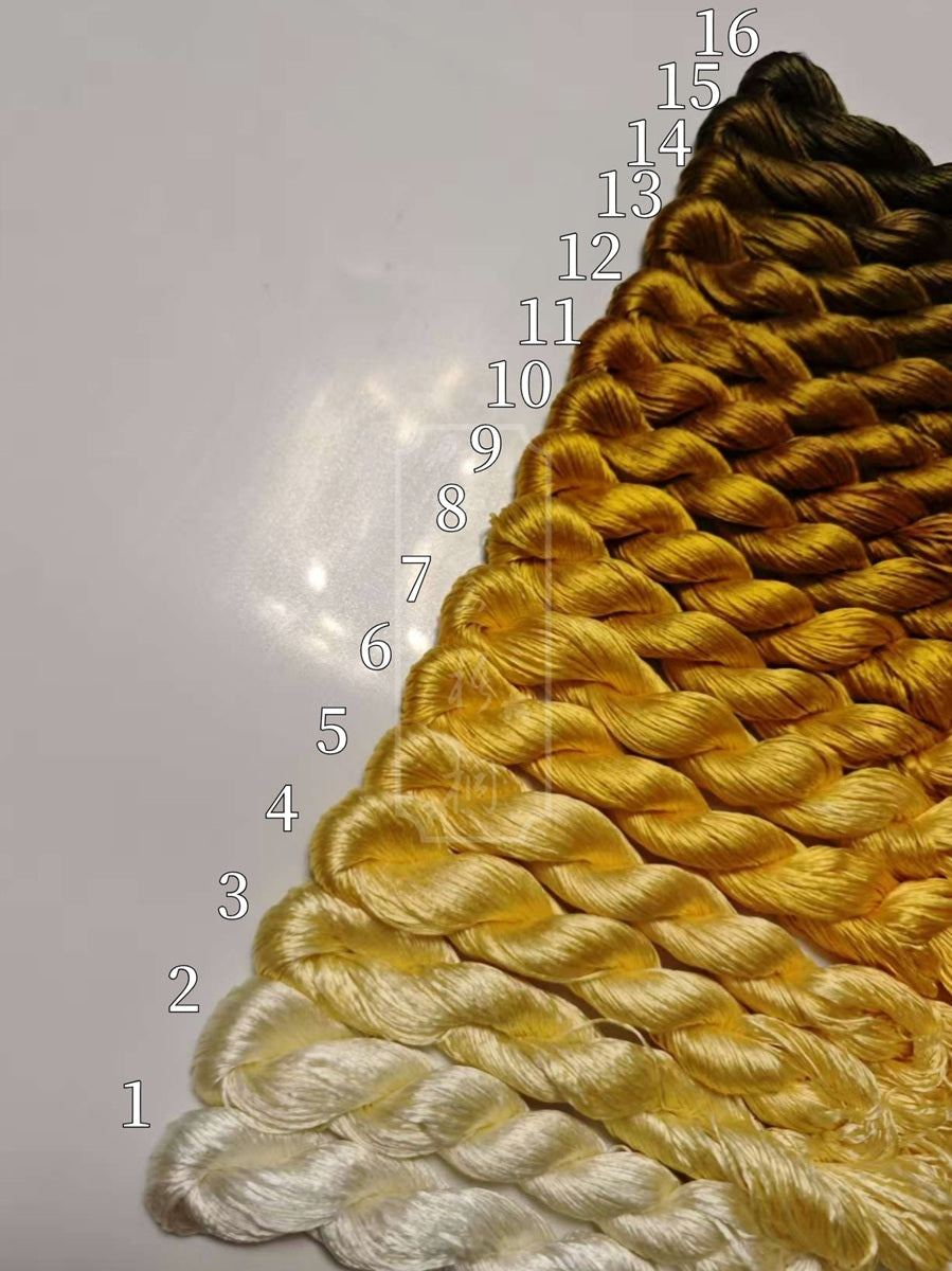 10g Suzhou Embroidery Thick Filament Slightly Twisted Mulberry Silk Thread(Yellow 藤黄枯竹褐)