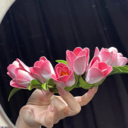 Tulip Flower Crown Headband Chanhua Materials Flowers DIY Kit - Include Detailed Video Tutorial