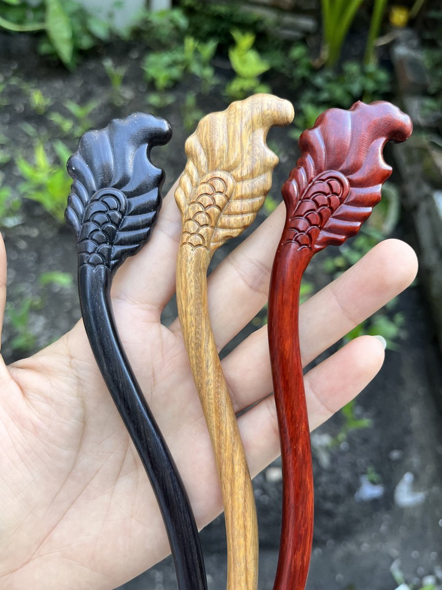 Natural Wooden Fish Tail Hair Stick Set - 20cm Hairpin (鱼尾)