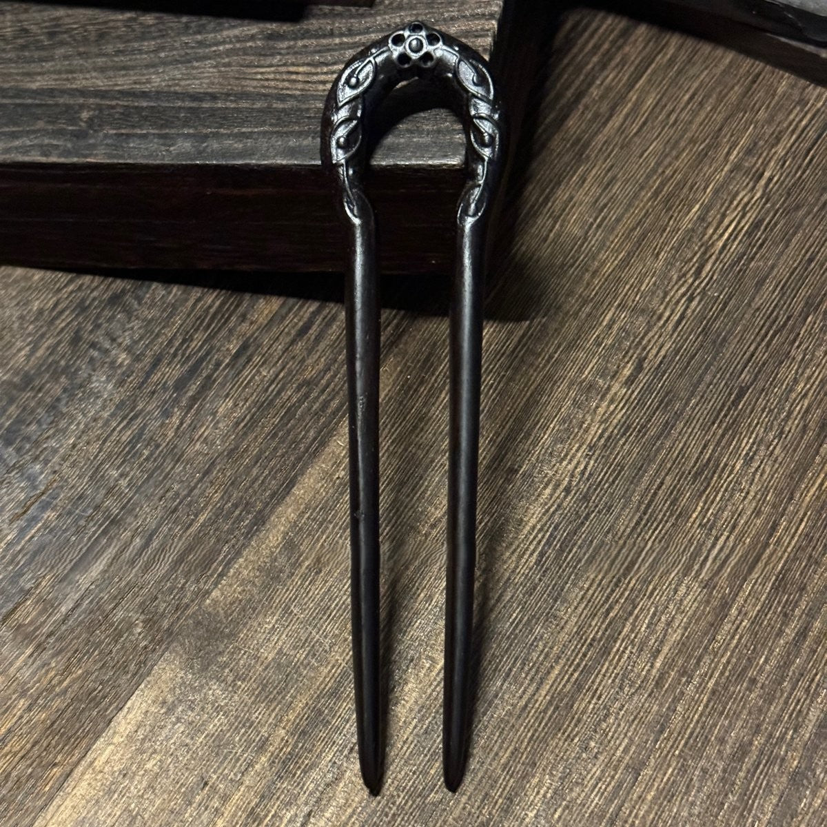 Natural African Blackwood Hair Stick - Sun God Design 14cm #太阳神