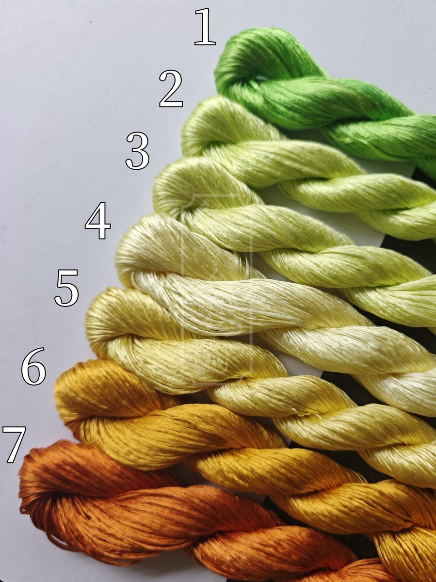 10g*7 Suzhou Embroidery Thick Filament Slightly Twisted Mulberry Silk Thread(金风玉露)