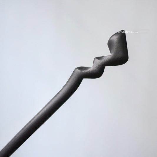 Natural African Blackwood and Green Sandalwood Hair Stick Set - 18cm Pikachu-Inspired Design #皮卡丘