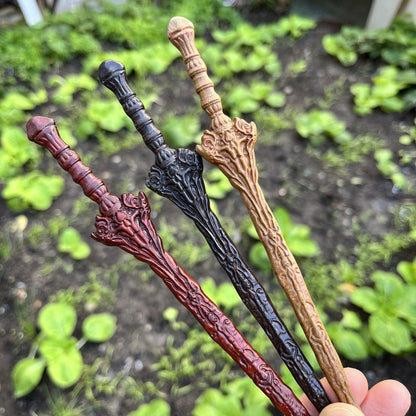 Natural Wooden Sword Hair Stick Set - Dragon Pattern 20cm (龙纹剑簪)