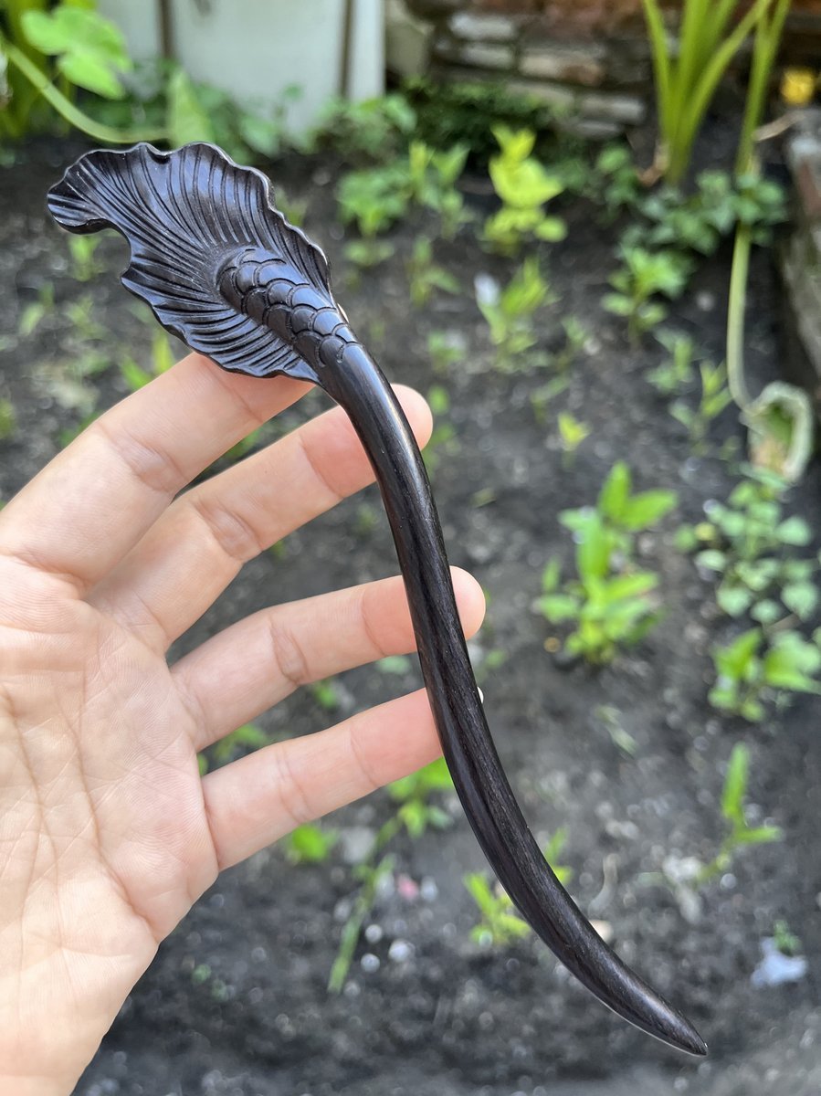 Natural Wooden Fish Tail Hair Stick Set - 20cm Hairpin (鱼尾)