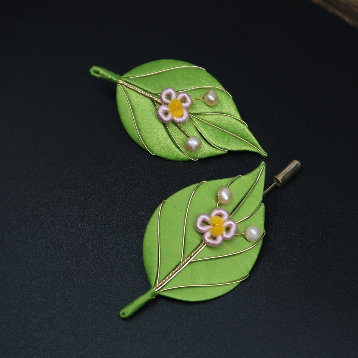 Jewels on Leaves Chanhua Brooch Materials Flowers DIY Kit - Include Detailed Video Tutorial