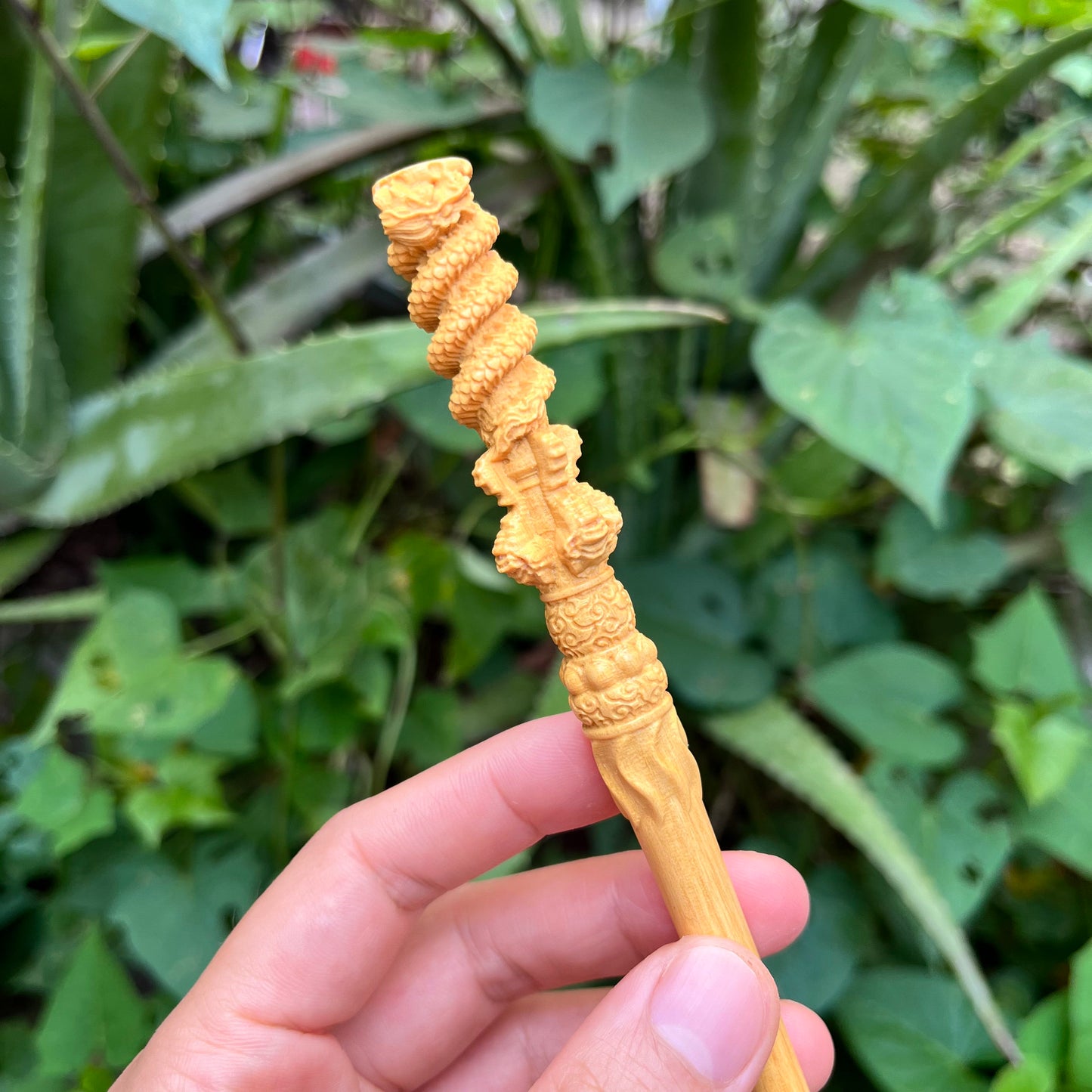 Natural African Blackwood Hair Stick - 22cm Jingubang Design Hairpin Smooth Finish (金箍棒)