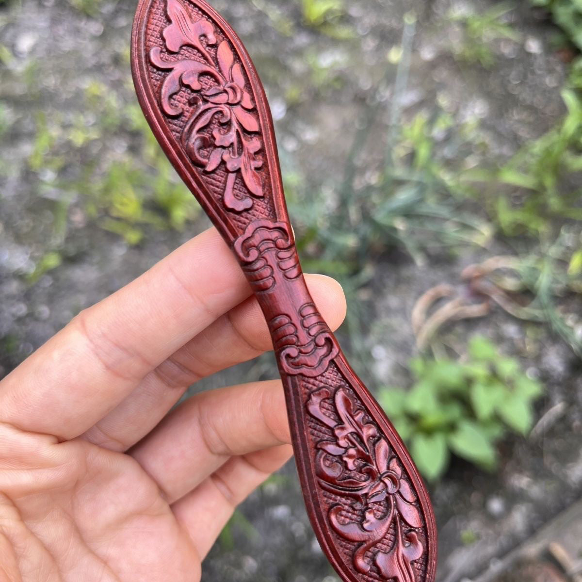 Natural Rosewood Hair Stick - 14cm Straight Double-Pointed Hairpin Smooth Finish (双尖)