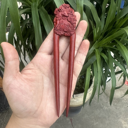 Natural Rosewood Hair Stick Set - 17cm U Shape Double-Sided Hairpin (U形发钗)