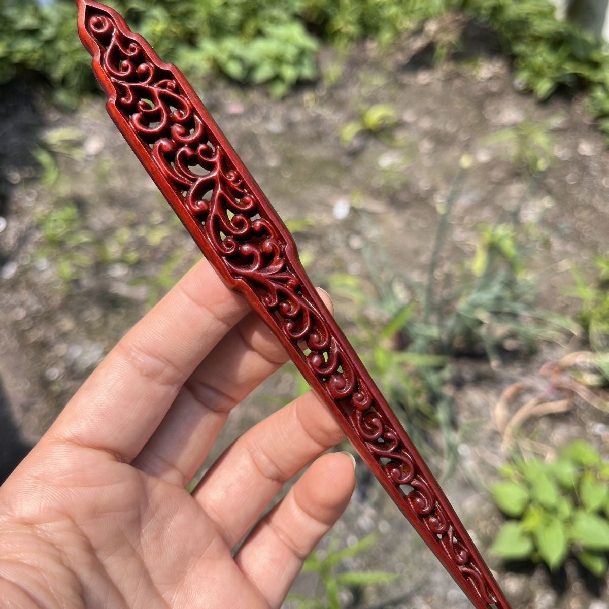 Natural Wooden Openwork Hair Stick Set - 20cm Hairpin  (祥云镂空)