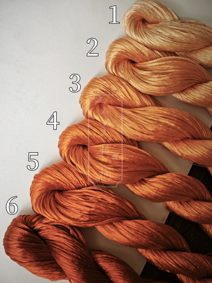 10g*6 Suzhou Embroidery Thick Filament Slightly Twisted Mulberry Silk Thread(Orange Red  杏红金驼)