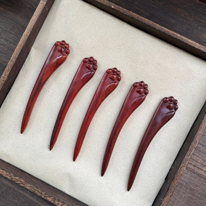 Natural Rosewood Hair Stick - Cat Paw Design #喵王之爪