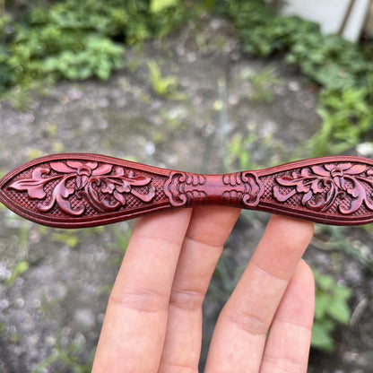 Natural Rosewood Hair Stick - 14cm Straight Double-Pointed Hairpin Smooth Finish (双尖)