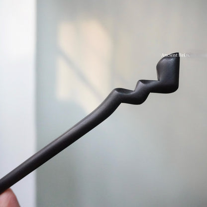 Natural African Blackwood and Green Sandalwood Hair Stick Set - 18cm Pikachu-Inspired Design #皮卡丘