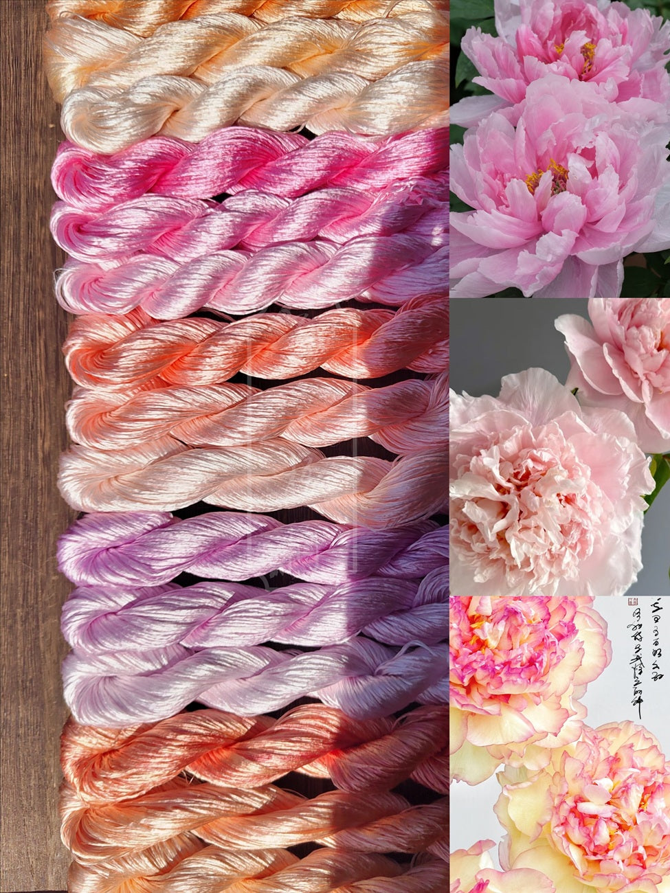 10g*15 Suzhou Embroidery Thick Filament Slightly Twisted Mulberry Silk Thread(Peony Series 国色天香)