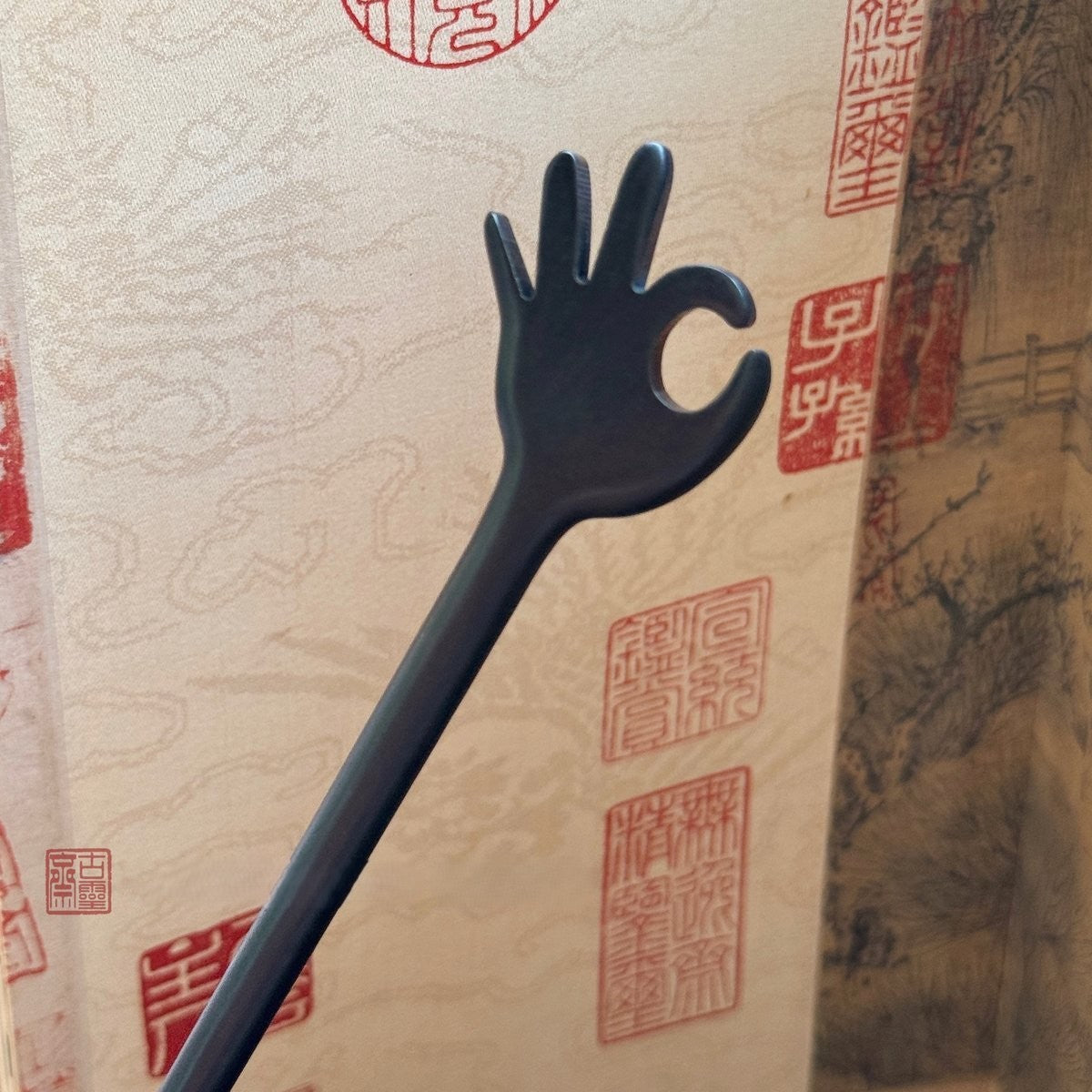 Natural African Blackwood Hair Stick - OK Gesture Design 18cm #are you