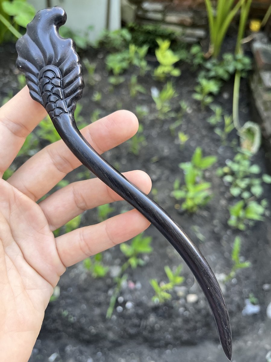 Natural Wooden Fish Tail Hair Stick Set - 20cm Hairpin (鱼尾)