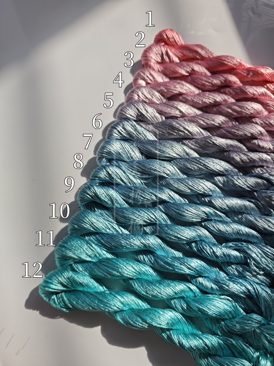 10g*12 Suzhou Embroidery Thick Filament Slightly Twisted Mulberry Silk Thread（粉黛青影）