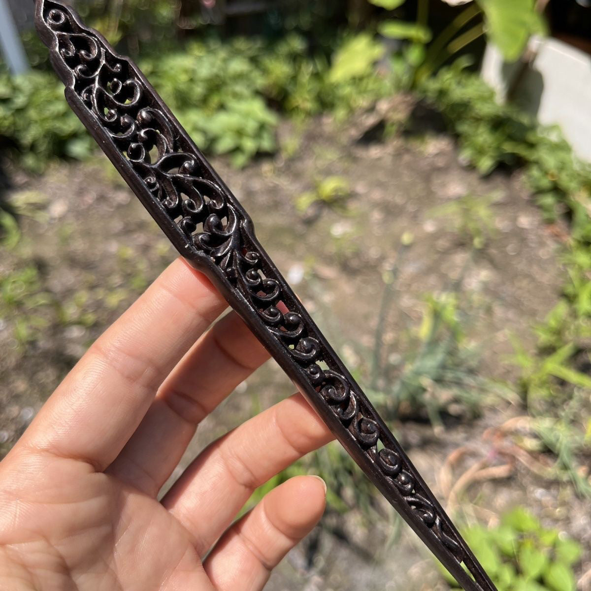 Natural Wooden Openwork Hair Stick Set - 20cm Hairpin  (祥云镂空)