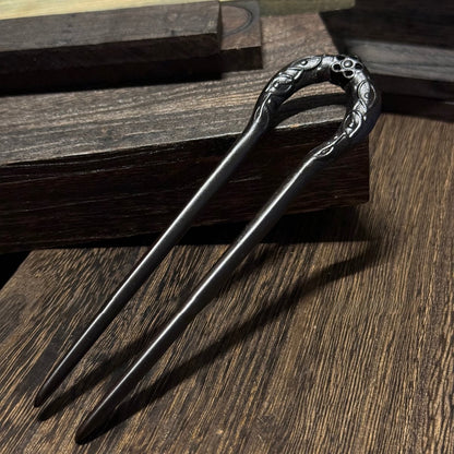 Natural African Blackwood Hair Stick - Sun God Design 14cm #太阳神