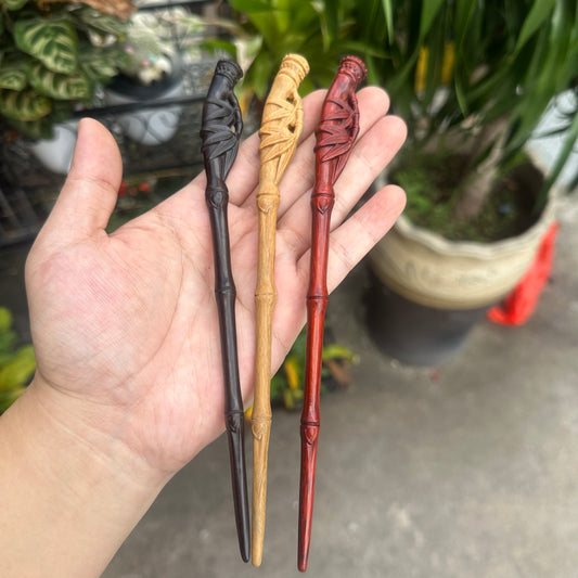 Natural bamboo hair stick set in rosewood, green sandalwood, and African blackwood, 20cm segmented design smooth uncoated wooden hair pins