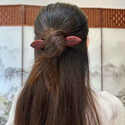 Natural Rosewood Hair Stick - 14cm Straight Double-Pointed Hairpin Smooth Finish (双尖)