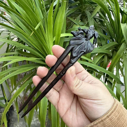 Natural Wooden Hair Stick Set - 17cm U Shape Koi Fish Hairpin (锦鲤)