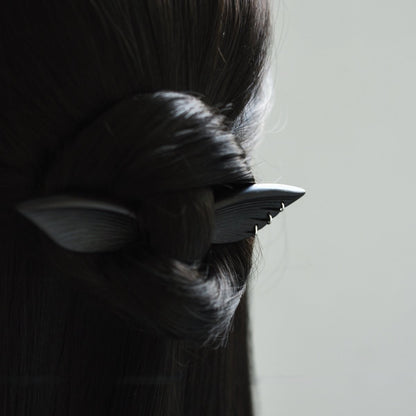 Natural African Blackwood Hair Stick - Mysterious Wings 13cm #玄之翼