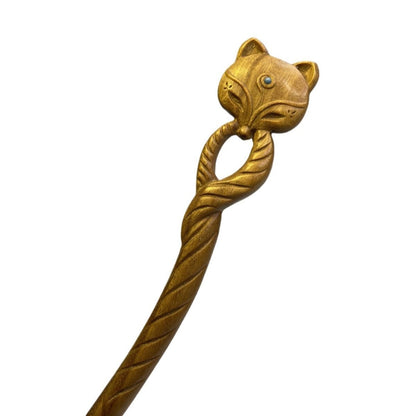 Natural Wooden Fox Hair Stick Set - 20cm Hairpin (凤九)