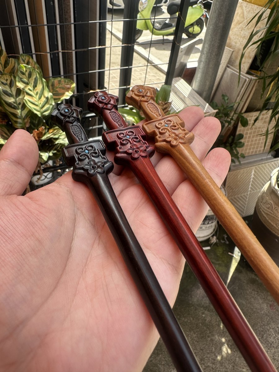 Natural Wooden Sword Hair Stick Set - 20cm Hairpin (莲花剑簪)